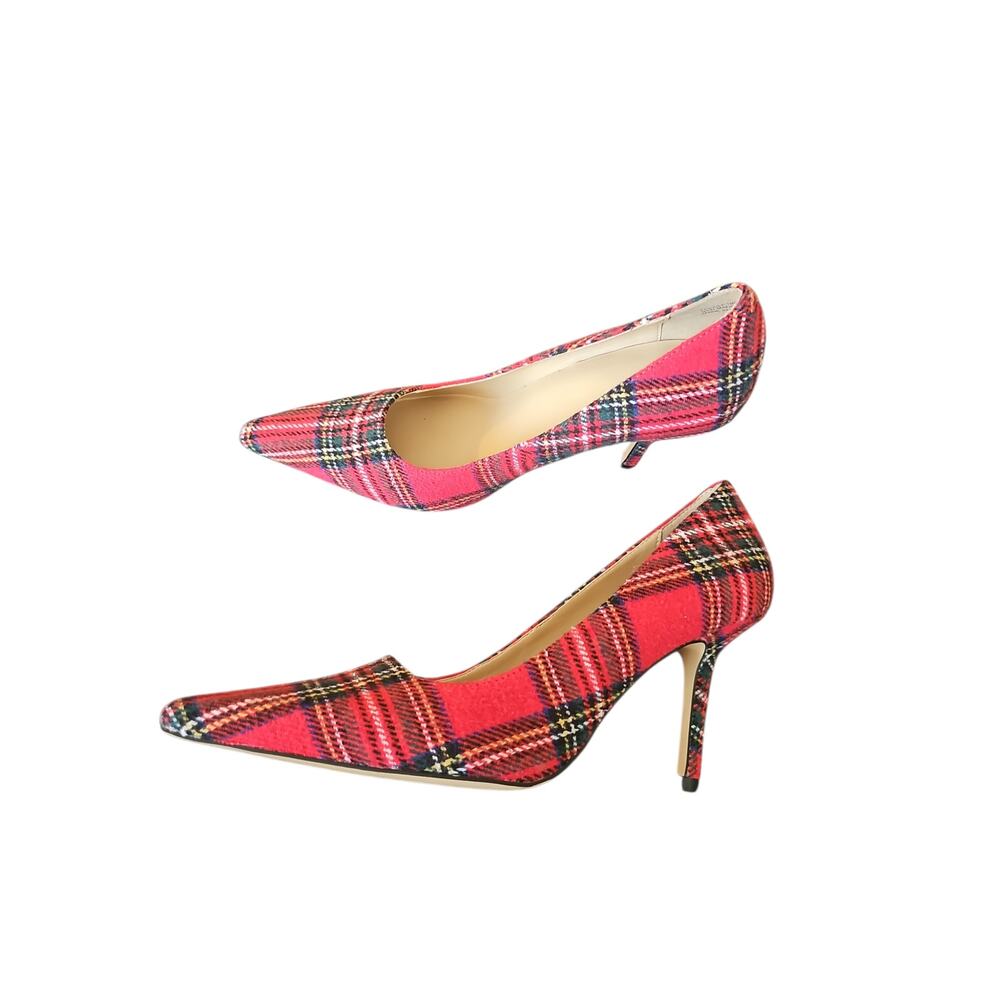 Ann Taylor red wool blend Plaid Nip Toe Pump heels sz 8 NEW $158 SH419 - Picture 3 of 7